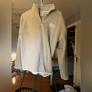 Mizzou Women’s Beige Half-Zip Sweater with Logo